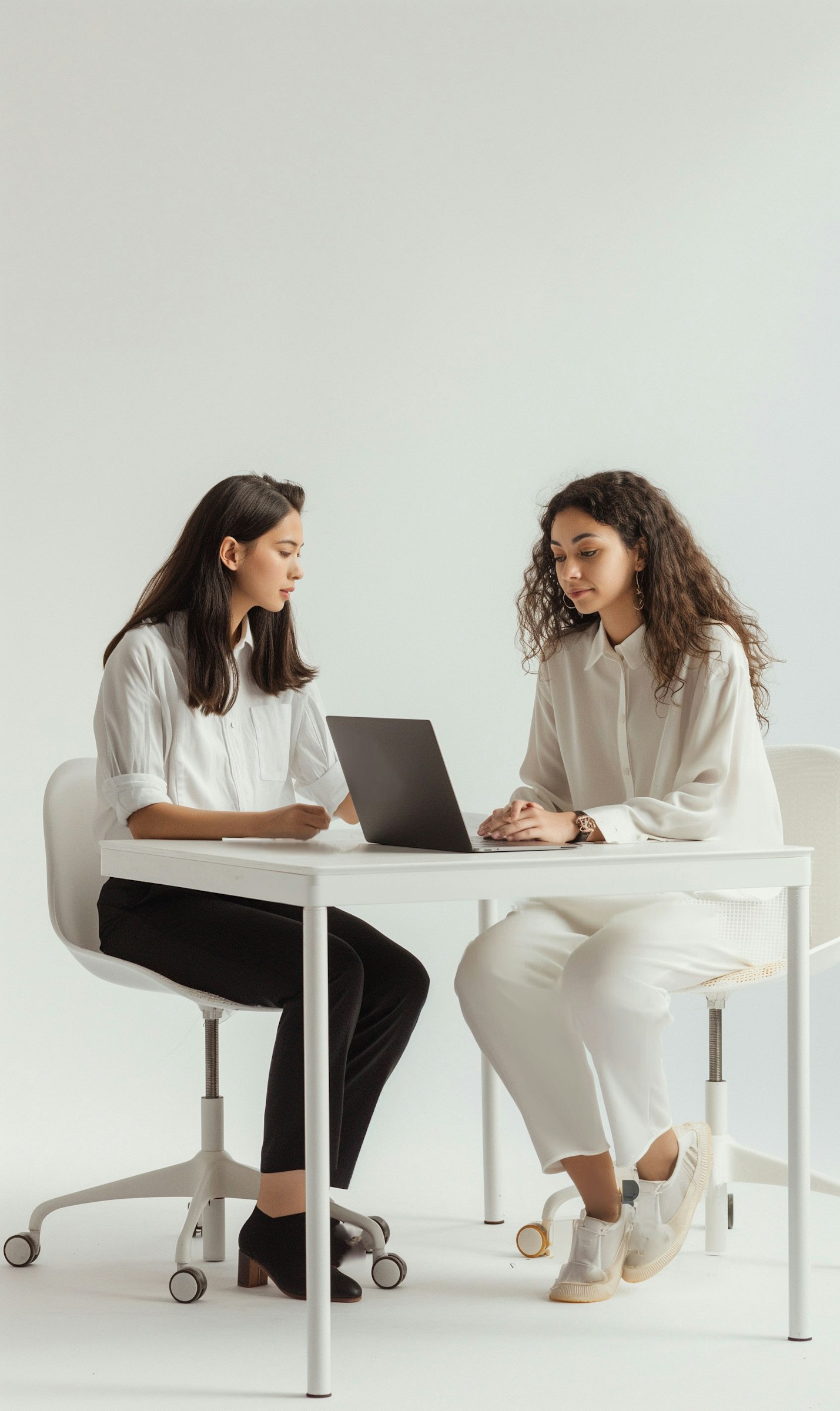 Two team members discussing at a desk